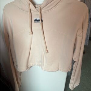 Adidas Women's Beige Cropped Hoodie